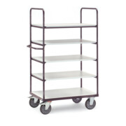Chariot à étagères ESD jusqu'à 600 kg, avec 5 étagères, version conductrice d'électricité, hauteur 1800 mm, pneus TPE ESD-2