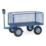 chariot à plate-forme manuelle fetra, au choix avec pneus ou caoutchouc plein, parois de 600 mm de haut
