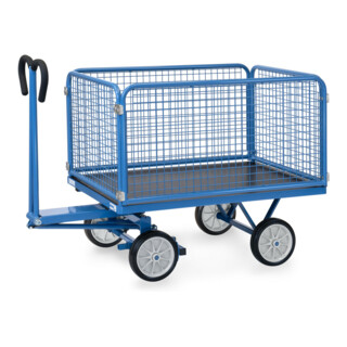chariot à plate-forme manuelle fetra, au choix avec pneus ou caoutchouc plein, parois de 600 mm de haut