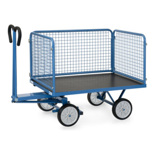 chariot à plate-forme manuelle fetra, au choix avec pneus ou caoutchouc plein, parois de 600 mm de haut