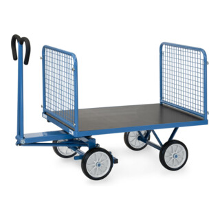 chariot à plate-forme manuelle fetra, au choix avec pneus ou caoutchouc plein, parois de 600 mm de haut