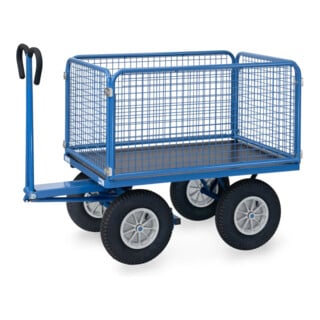 chariot à plate-forme manuelle fetra, au choix avec pneus ou caoutchouc plein, parois de 600 mm de haut
