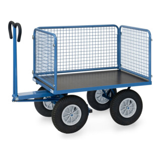 chariot à plate-forme manuelle fetra, au choix avec pneus ou caoutchouc plein, parois de 600 mm de haut