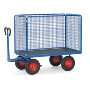 chariot à plate-forme manuelle fetra, au choix avec pneus ou caoutchouc plein, parois de 1000 mm de hauteur