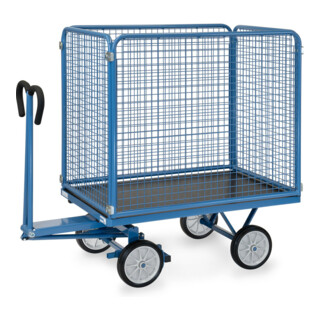 chariot à plate-forme manuelle fetra, au choix avec pneus ou caoutchouc plein, parois de 1000 mm de hauteur