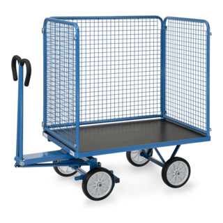 chariot à plate-forme manuelle fetra, au choix avec pneus ou caoutchouc plein, parois de 1000 mm de hauteur