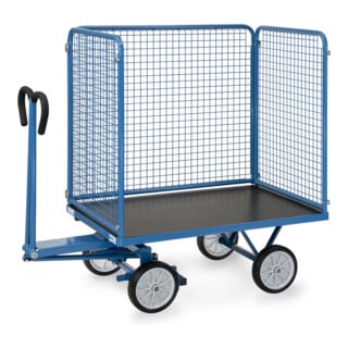 chariot à plate-forme manuelle fetra, au choix avec pneus ou caoutchouc plein, parois de 1000 mm de hauteur