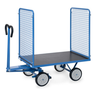 chariot à plate-forme manuelle fetra, au choix avec pneus ou caoutchouc plein, parois de 1000 mm de hauteur