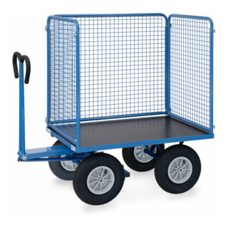 chariot à plate-forme manuelle fetra, au choix avec pneus ou caoutchouc plein, parois de 1000 mm de hauteur