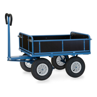 Chariot à plate-forme manuelle fetra, au choix avec pneus ou caoutchouc plein, 3 côtés rabattables