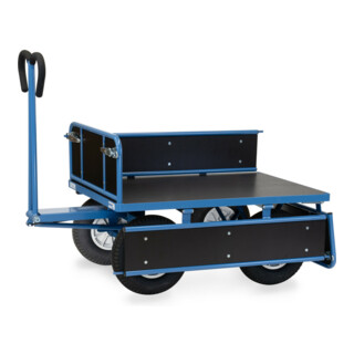 Chariot à plate-forme manuelle fetra, au choix avec pneus ou caoutchouc plein, 3 côtés rabattables