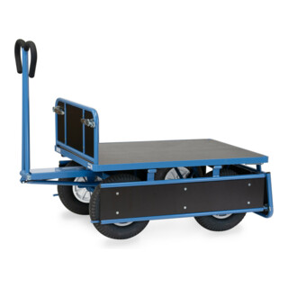 Chariot à plate-forme manuelle fetra, au choix avec pneus ou caoutchouc plein, 3 côtés rabattables