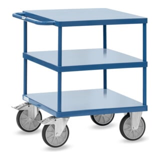 fetra Chariot de table 2417B avec plateaux en tôle d'acier affleurants