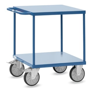 fetra Chariot de table 2497B plateformes en tôle d'acier affleurantes bleu