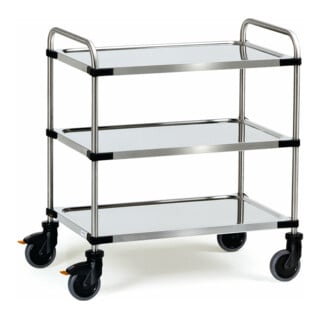 fetra Chariot en acier inoxydable 5019 - Capacité 150 kg, pneus TPE
