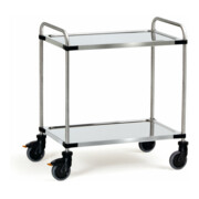 chariot fetra en acier inoxydable 120 kg, avec barre de poussée tubulaire et 2 étagères-2