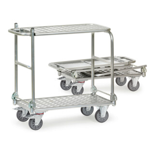 chariot pliable fetra en aluminium, charge max. 200kg, pneus TPE, 2 poignées pliantes, plate-forme de table pliante