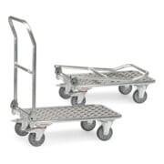 chariot pliable fetra aluminium, charge max. 200kg pneus TPE, poignée de poussée pliable-2