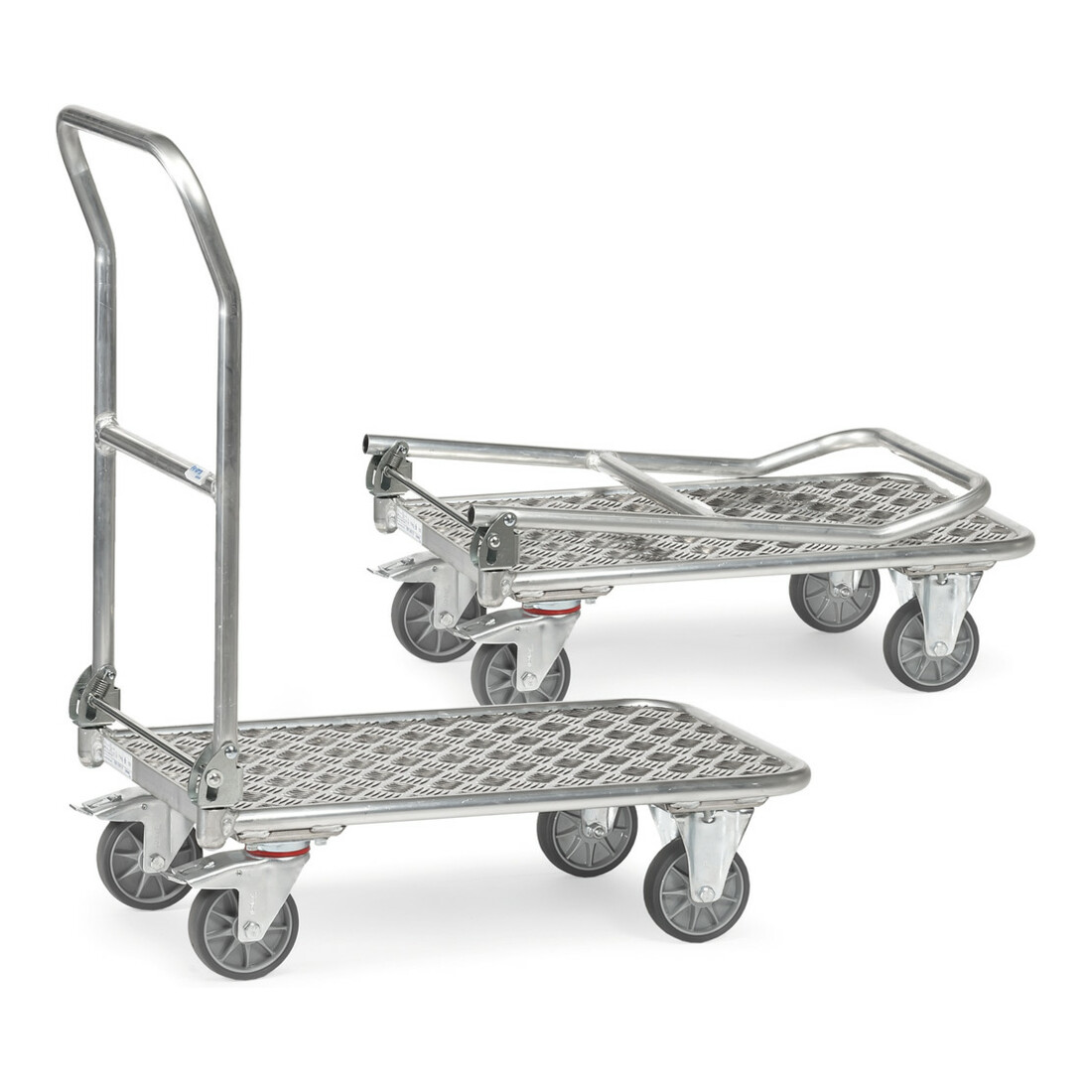 chariot pliable fetra aluminium, charge max. 200kg pneus TPE, poignée de poussée pliable