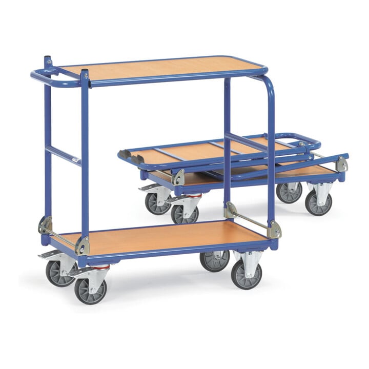 fetra Chariot pliant KW 4, capacité de charge 250kg, pneus TPE, 2 arceaux rabattables, plate-forme de table rabattable