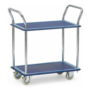 fetra Chariot tout acier 3112, charge 120kg, pneus pleins, 2 plateaux, 2 poignées de poussée-1