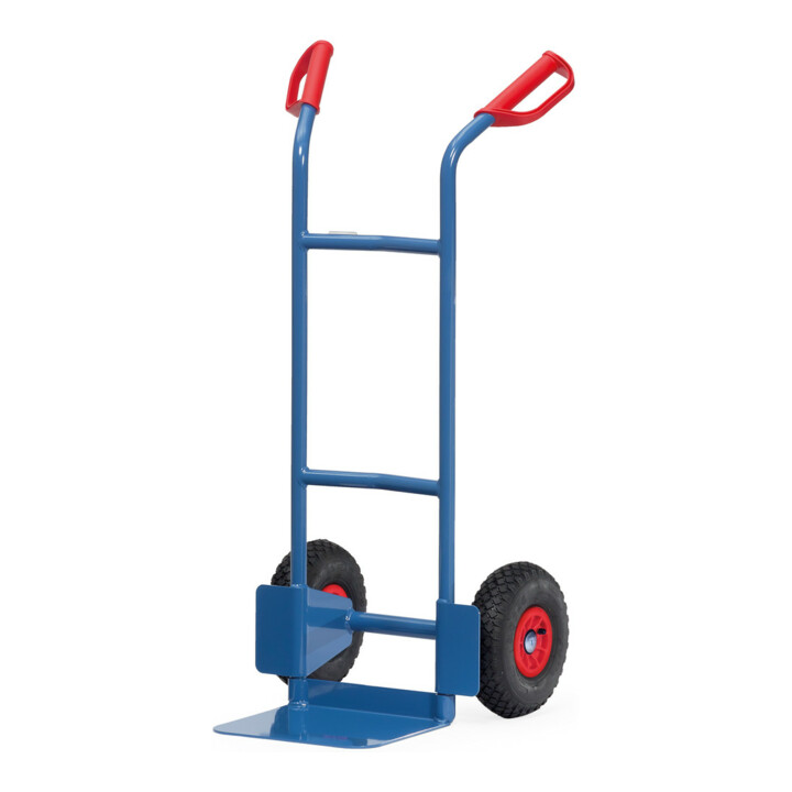 fetra Diable en tube d'acier B1125L - roues à bandage pneumatique, charge max. 200 kg