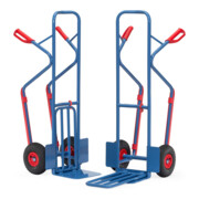 fetra Camion de transport de colis 300 kg de capacité de charge, hauteur 1300 mm, patins en plastique, tôle d'acier et pelle pliante-4