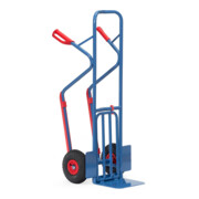 fetra Camion de transport de colis 300 kg de capacité de charge, hauteur 1300 mm, patins en plastique, tôle d'acier et pelle pliante-5