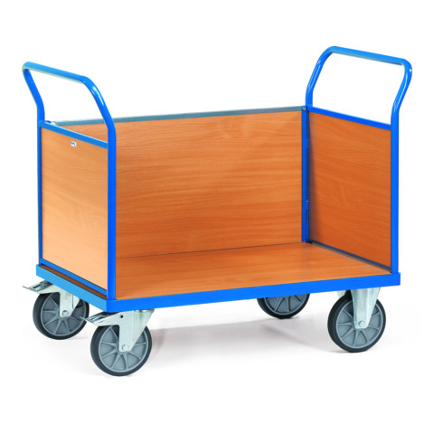 fetra Dreiwandwagen bis 600 kg, mit 3 Wänden aus Holz, TPE-Bereifung