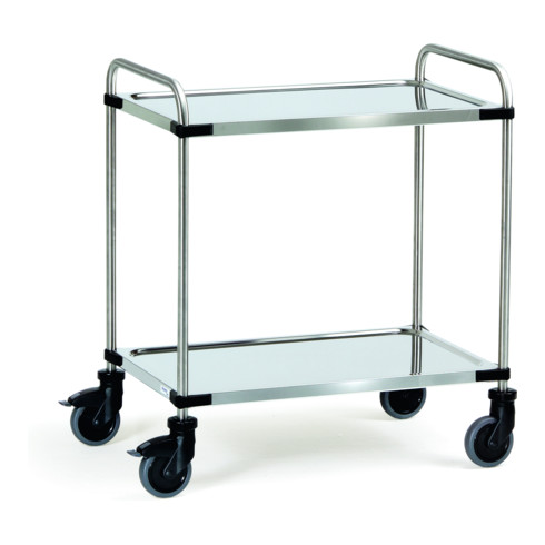 fetra Edelstahlwagen 120 kg, mit Rohrschiebebügel und 2 Böden