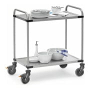 fetra Edelstahlwagen 120 kg, mit Rohrschiebebügel und 2 Böden-4