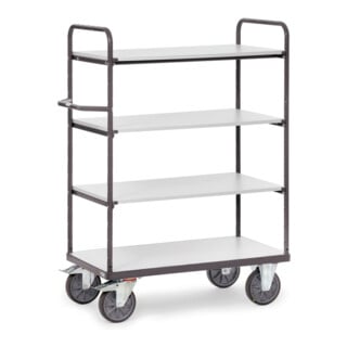 fetra ESD-Etagenwagen bis 600 kg, mit 4 Böden, elektrisch leitfähige Ausführung, TPE-ESD-Bereifung