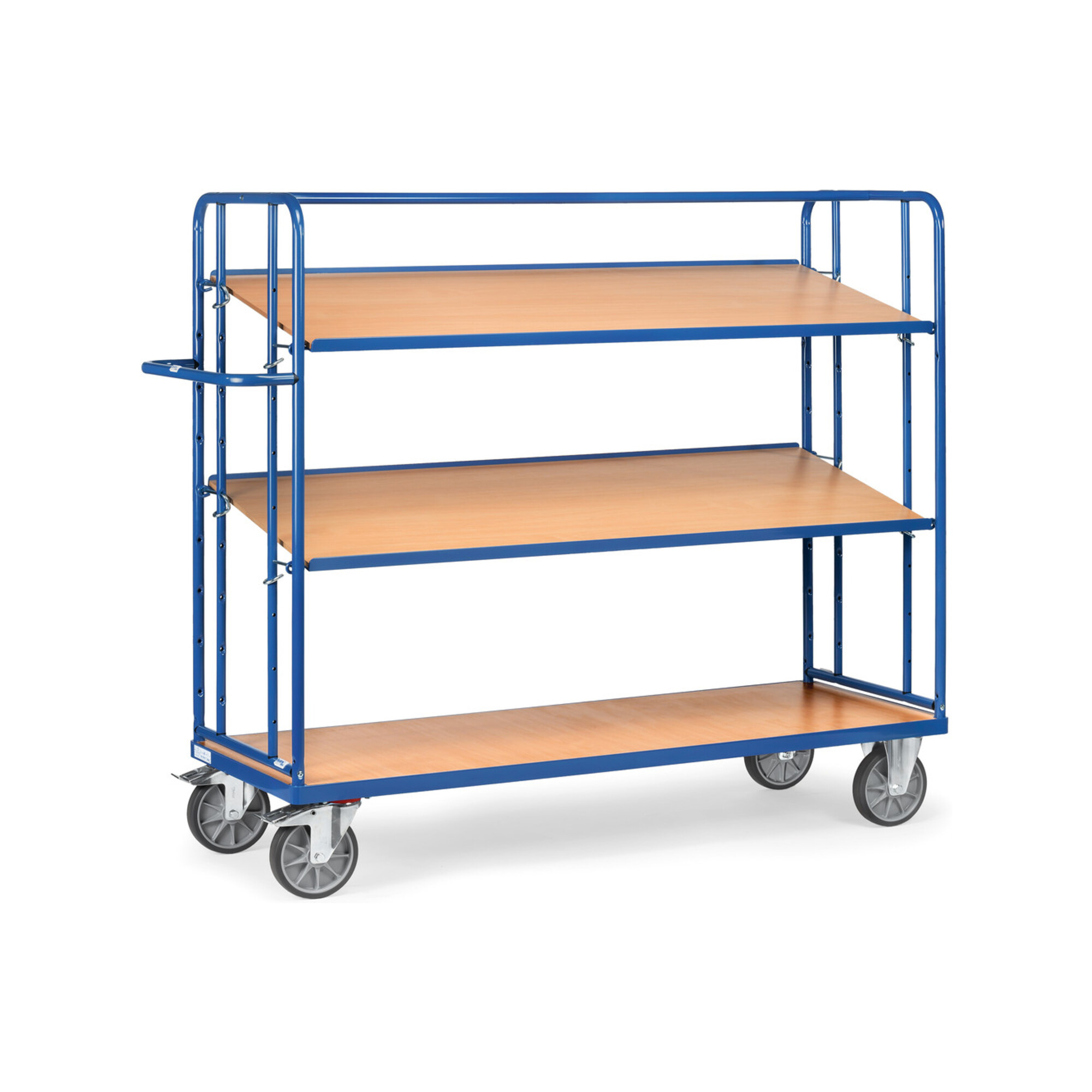 fetra Etagenwagen 4295 mit 3 Böden, Tragkraft 500kg, TPE-Reifen, Böden neigbar