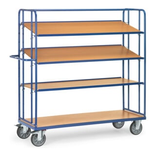 fetra Etagenwagen mit 4 Böden, Tragkraft 500kg, TPE-Reifen, Böden neigbar