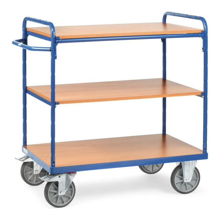 fetra Etagenwagen 8103, Tragkraft 600kg, TPE-Reifen, 1 fester und 2 Einlegeböden
