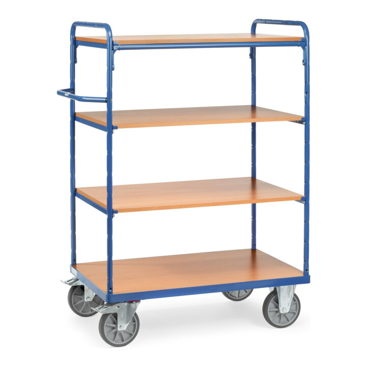 fetra Etagenwagen 8201, Tragkraft 600kg, TPE-Reifen, 1 fester und 3 Einlegeböden