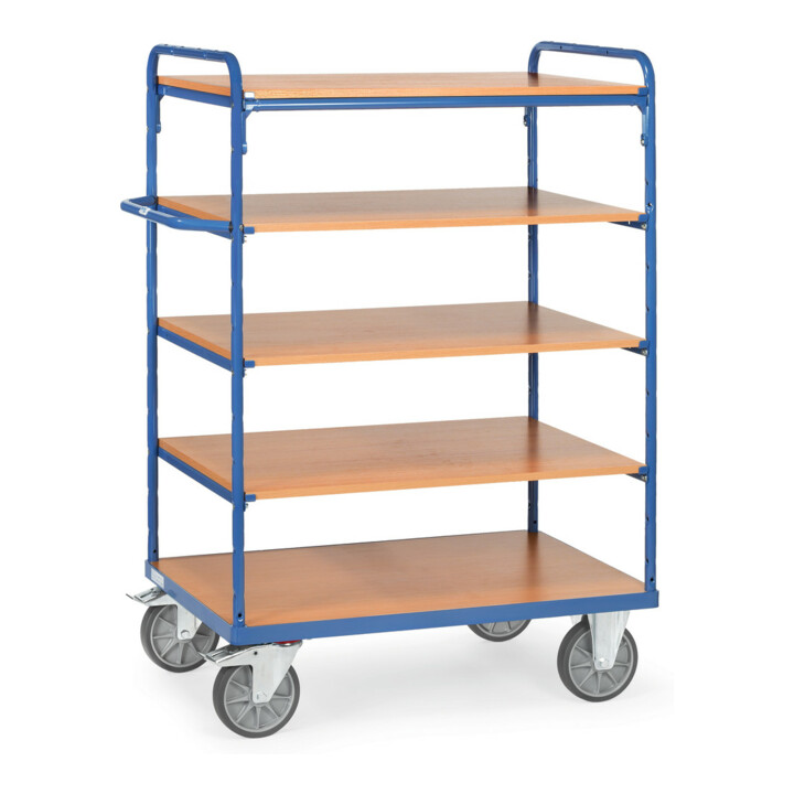 fetra Etagenwagen 8242, Tragkraft 600kg, TPE-Reifen, 1 fester und 4 Einlegeböden