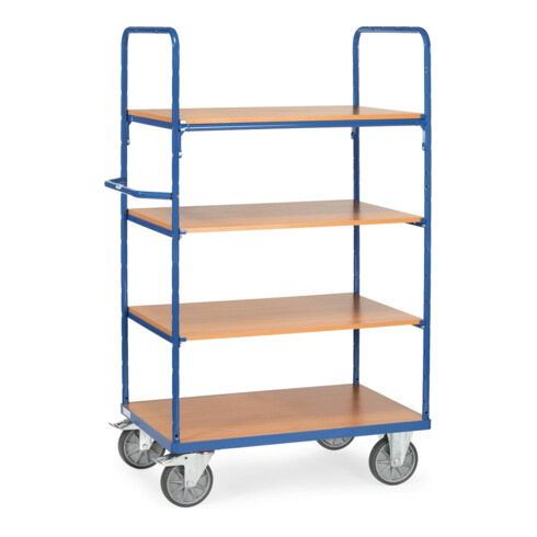 fetra Etagenwagen 8303, Tragkraft 600kg, TPE-Reifen, 1 fester und 3 Einlegeböden