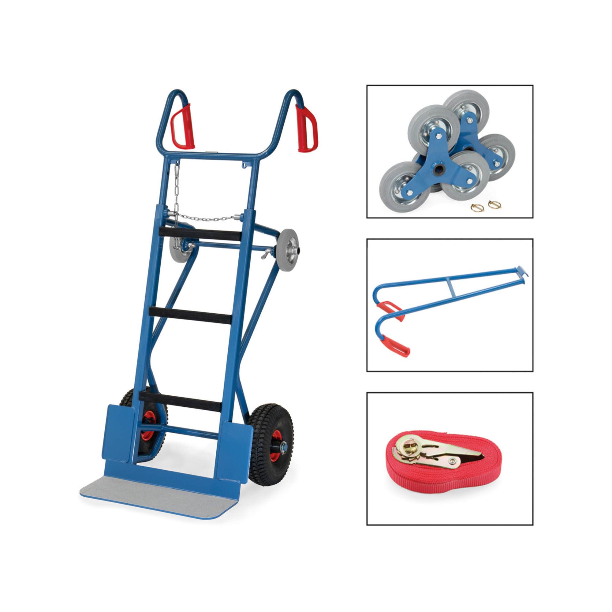 fetra 11050 Gerätekarre aus Stahlrohr mit Pulverbeschichtung und Treppensternen (Tragkraft:400 kg, Schaufel:19x55 cm, Komplettausrüstung mit Tragholm