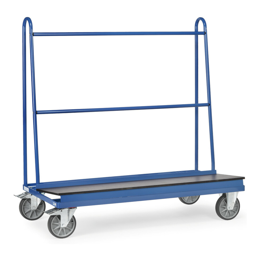 fetra 4445 Plattenwagen aus Stahlrohr mit Pulverbeschichtung und Lenkrollen (Tragkraft:500 kg, TPE-Reifen, für Platten bis 2500x1250 mm)