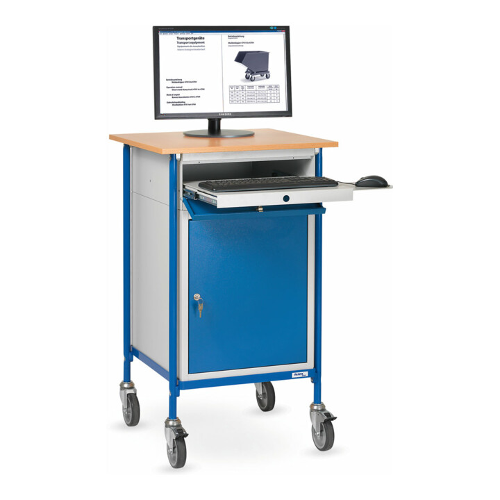 fetra Pupitre roulant 5839 avec surface d'écriture horizontale et armoire en acier