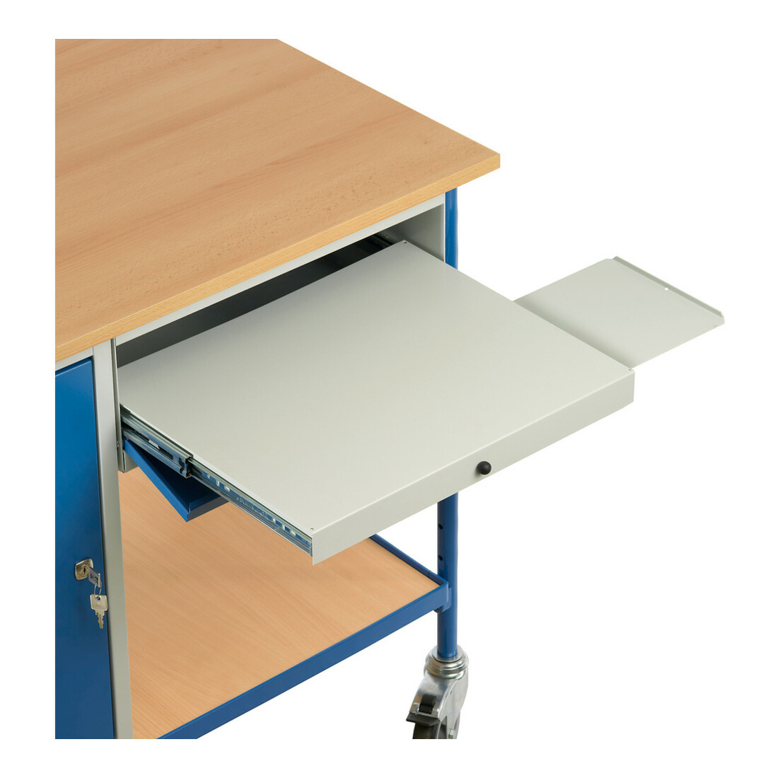 fetra Rolltisch 5866 mit verschl. Stahlschrank und verschl. Schublade