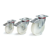 roulette fetra swivel avec frein, pneus polyamide, double stop