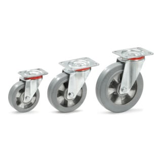 roulette fetra swivel, pneus élastiques bleu-gris