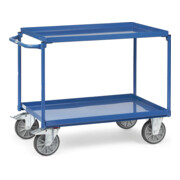 fetra Chariot de table avec plateaux avec 2 étagères en tôle, poignée horizontale, pneus TPE