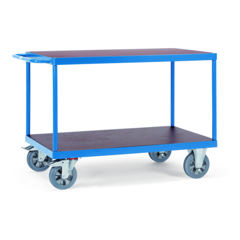 fetra Tischwagen, Tragkraft 1200 kg, mit 2 Böden aus Holz, Elastic-Reifen