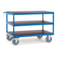 fetra Tischwagen, Tragkraft 1200 kg, mit 3 Böden aus Holz, Elastic-Reifen-1