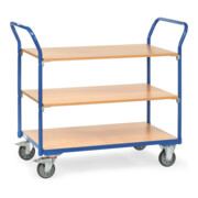 fetra Tischwagen 1800, Tragkraft 200kg TPE-Reifen, 3 Etagen, 2 Schiebebügel-2