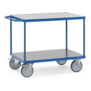 fetra Tischwagen bis 600 kg, mit 2 Böden mit Hart-PVC-Plattform, TPE-Bereifung