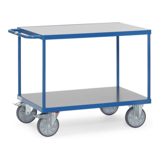 fetra Tischwagen bis 600 kg, mit 2 Böden mit Hart-PVC-Plattform, TPE-Bereifung